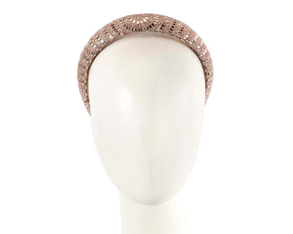 Rose gold crystal covered fascinator headband by Max Alexander-0